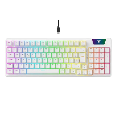 Teclado Mecânico Gamer Force One Atlas Pro, Rgb, Switch Huano Red - Branco