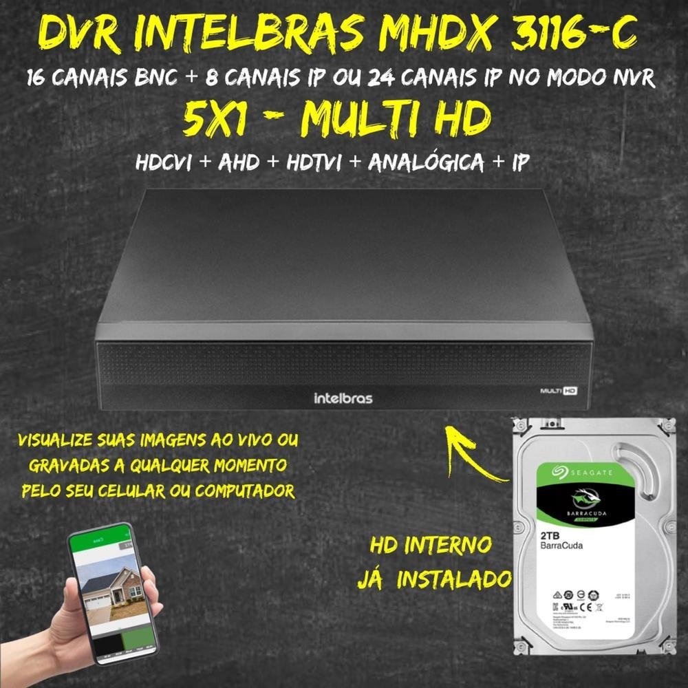 Imagem 2 de 2 do produto Dvr Intelbras Mhdx 3116-c Multi HD, C/HD 2tb