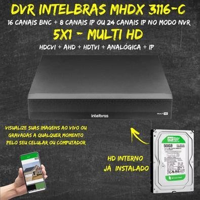 Dvr Intelbras, Gravador De Vídeo Digital Mhdx 3116-c, C/HD 500GB — foto 2