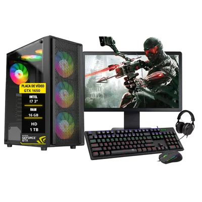 PC Gamer Completo Bravus, I7, Gtx 1050, Memória 16GB, HD 1tb, SSD 120GB