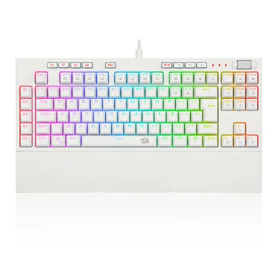 Teclado Óptico Mecânico Redragon Broadsword Pro, RGB, Switch Vermelho, ABNT2, Branco