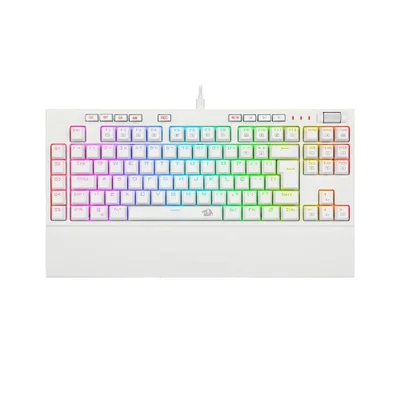 Teclado Óptico Mecânico Redragon Broadsword Pro, RGB, Switch Vermelho, ABNT2, Branco