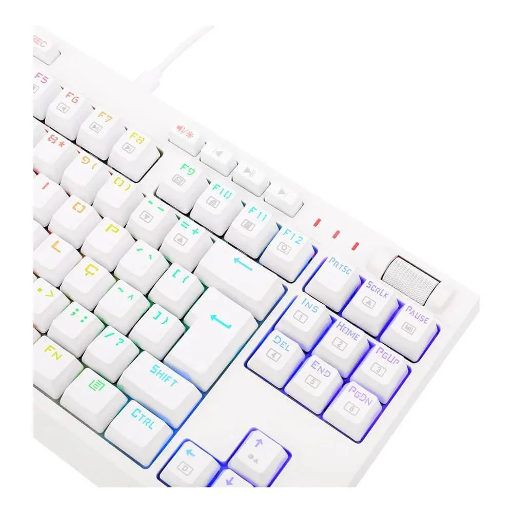 Imagem 5 de 5 do produto Teclado Óptico Mecânico Redragon Broadsword Pro, RGB, Switch Vermelho, ABNT2, Branco
