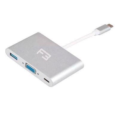 Adaptador Hub USB-C, Com 3 Saídas, USB 3.0, VGA E USB-C - Jc-Tyc-Vga31