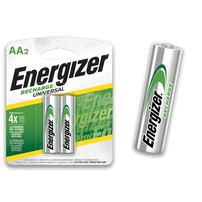 02 Pilhas Pequena Aa Recarregável Energizer, 2000mah, Longa Duração - 1 Cartela