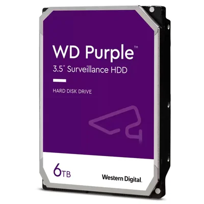 Hd 6tb WD Purple Surveillance, Sata Iii 6GB/s, Cache 256mb, 3.5 Polegadas - Wd64purz