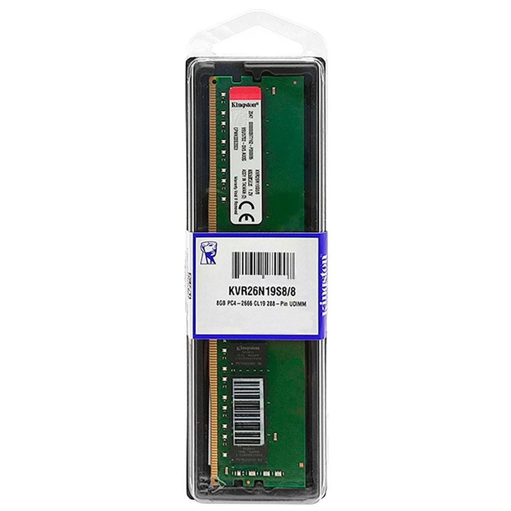 Imagem 2 de 2 do produto Memória Kingston, 8GB, DDR4, 2666mhz, Cl19 - Kvr26n19s8/8