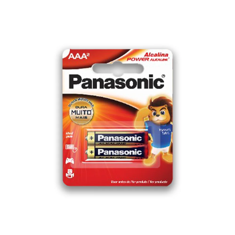02 Pilhas Baterias Aaa Panasonic, Alcalina, 3a Palito - 1 Cartela 02 Pilhas Baterias Aaa Panasonic, Alcalina, 3a Palito - 1 Cartela
