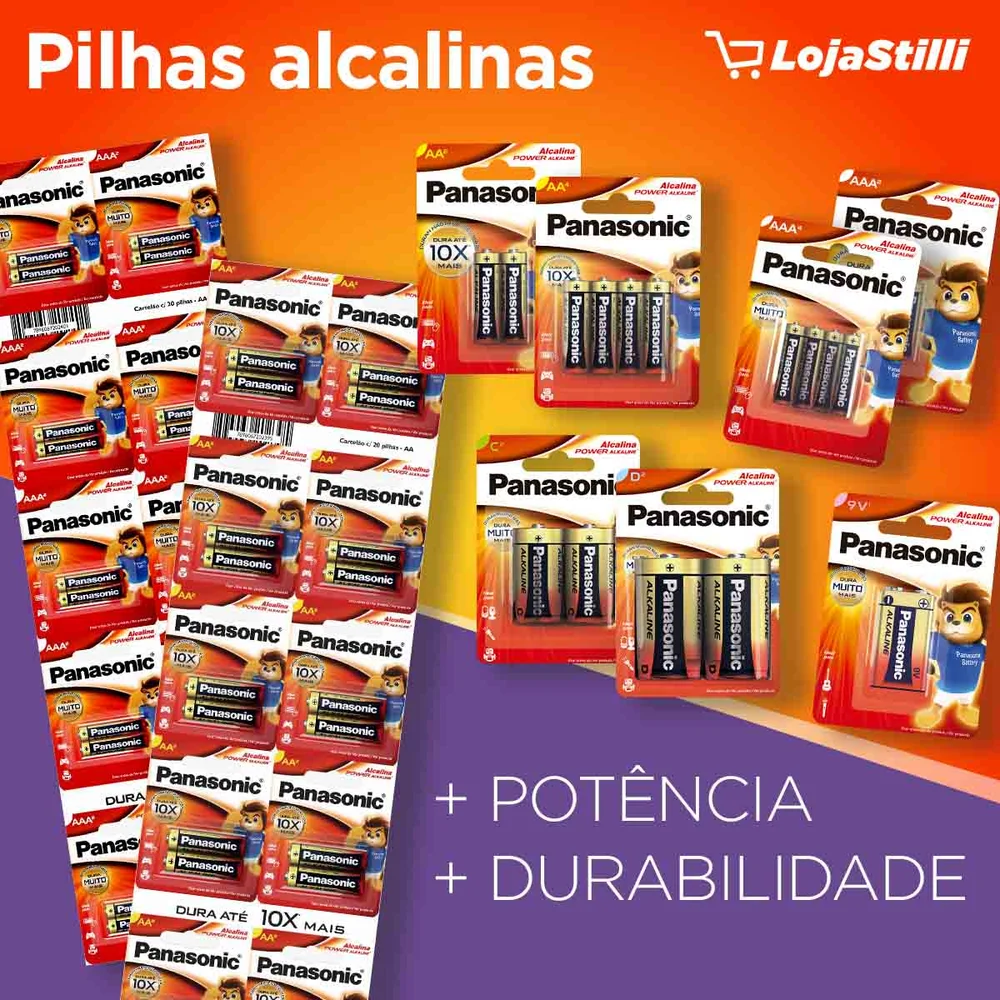02 Pilhas Baterias Aaa Panasonic, Alcalina, 3a Palito - 1 Cartela 02 Pilhas Baterias Aaa Panasonic, Alcalina, 3a Palito - 1 Cartela