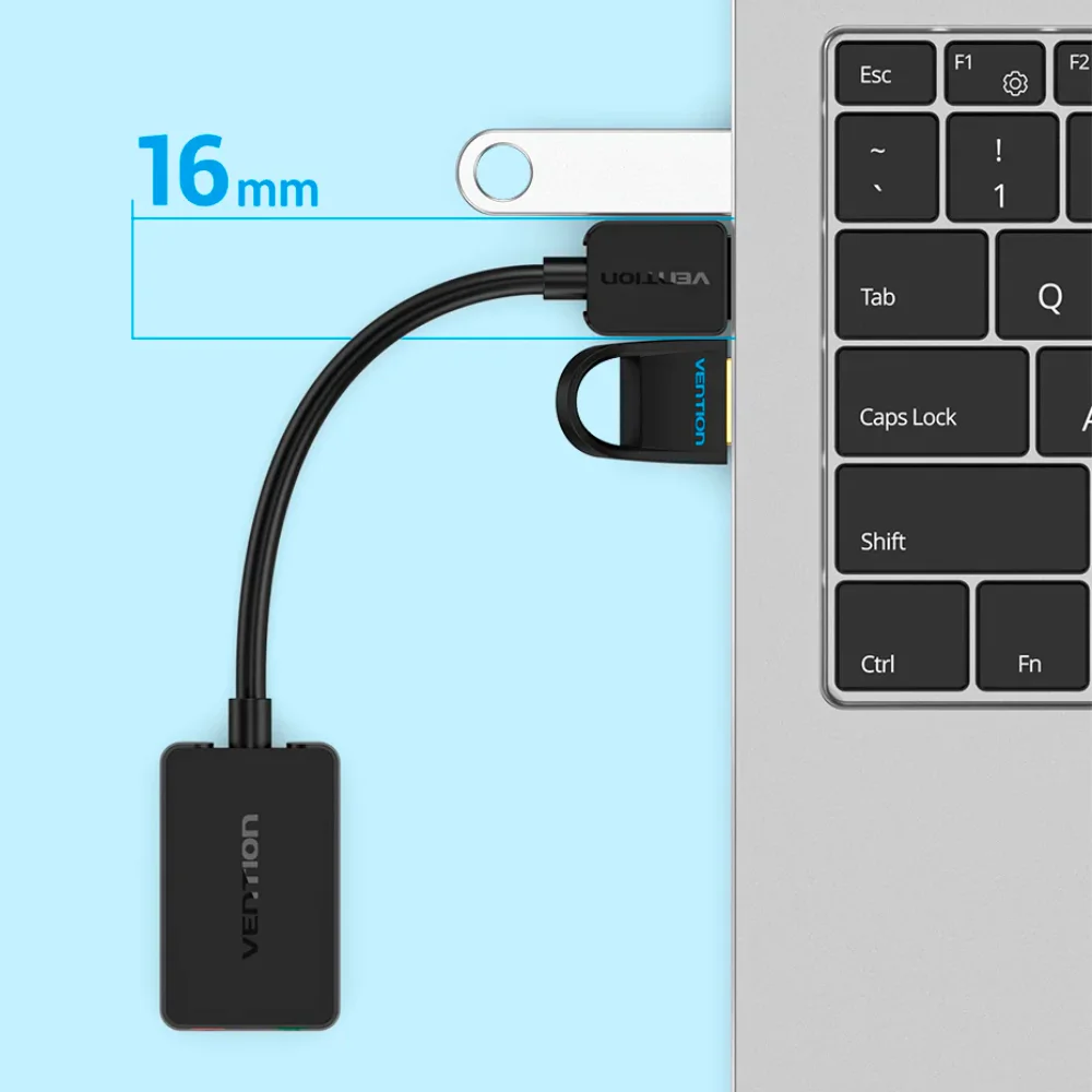 Imagem 3 de 5 do produto Adaptador Vention, USB, Placa De Áudio X Microfone P2