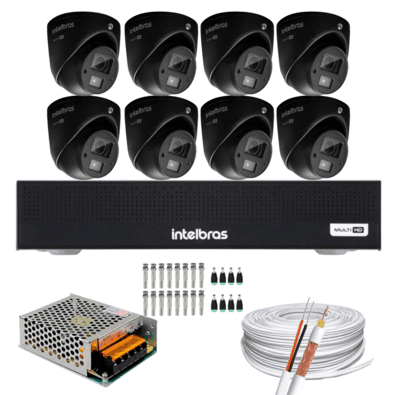 Kit Cftv Segurança Intelbras Vhd 3220, C/ Audio, Microfone, FULL HD, Dvr Mhdx 8ch + Hd 500GB