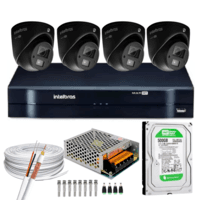 Kit Intelbras, 4 Cameras De Segurança, Vhd 3220, C/ Audio Microfone, FULL HD, Dvr Mhdx 4ch + Hd 500GB