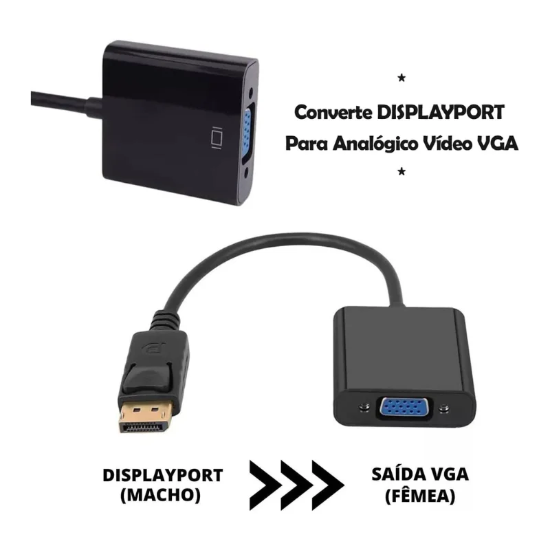 Imagem 4 de 4 do produto Adaptador Up, Displayport X VGA 15cm