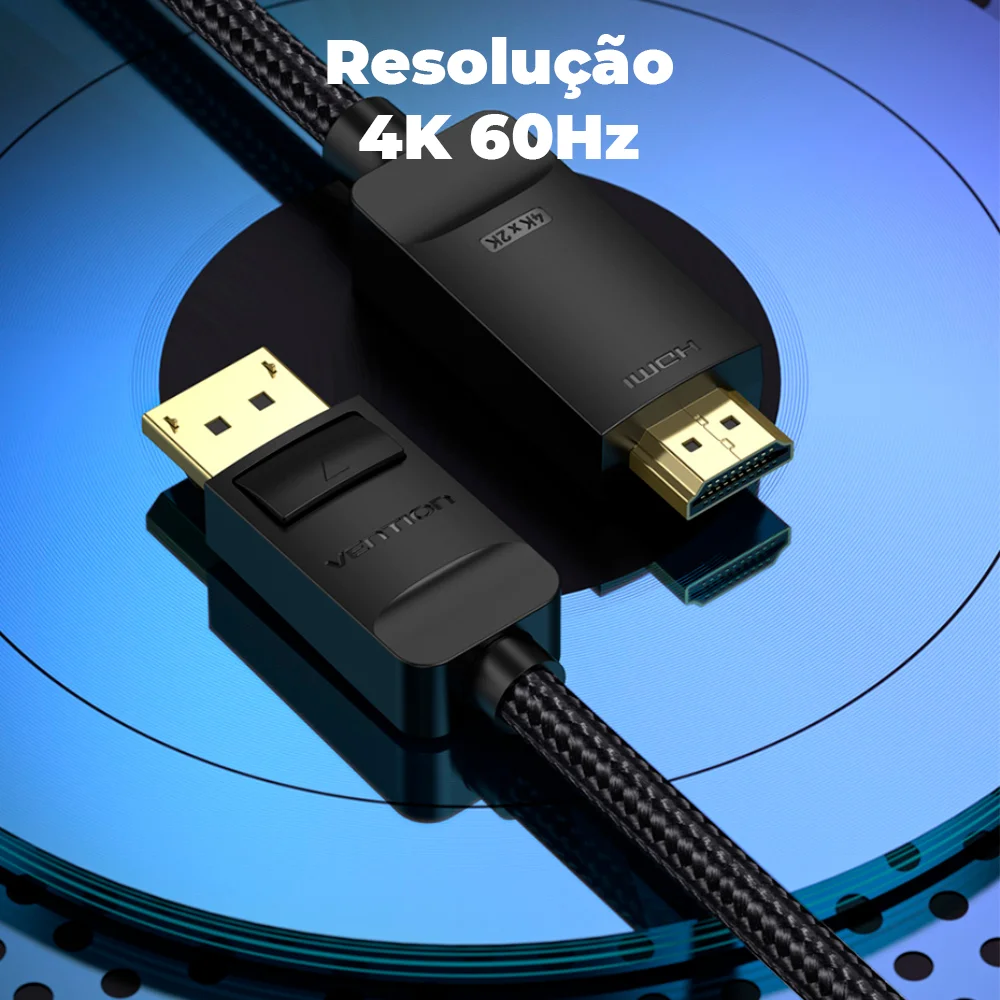 Imagem 5 de 5 do produto Cabo Vention Displayport, HDMI, 4K, 60HZ, 3 Metros