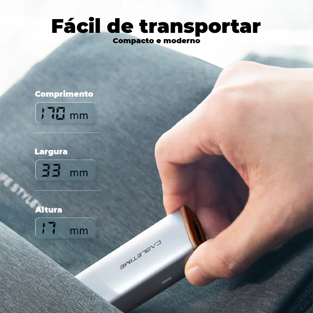 Imagem 3 de 5 do produto Hub Adaptador 5 Em 1 Cabletime, USB-C, HDMI, 4K, PD, Compativel Com Notebook e PC