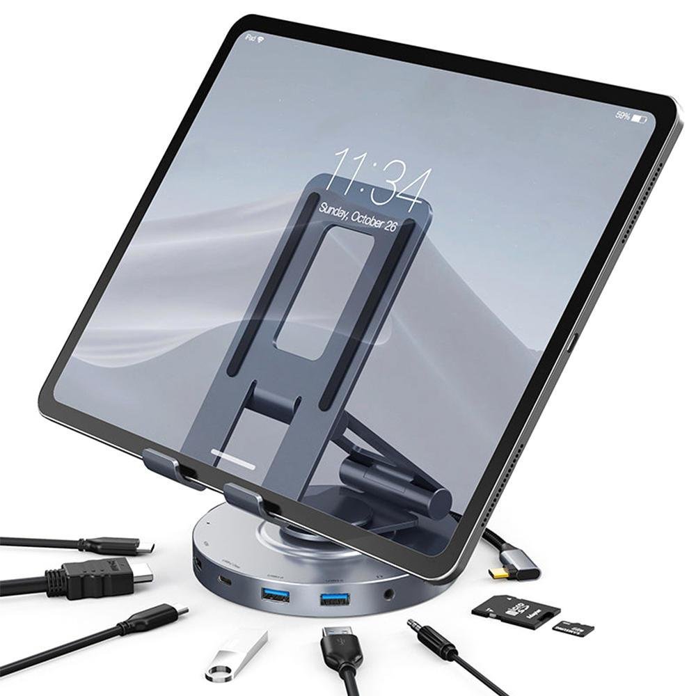 Imagem 3 de 5 do produto Hub Adaptador Cabletime 8 Em 1, USB-C, Suporte Para Celular