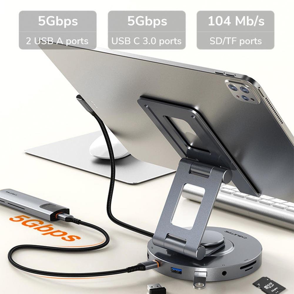 Imagem 4 de 5 do produto Hub Adaptador Cabletime 8 Em 1, USB-C, Suporte Para Celular