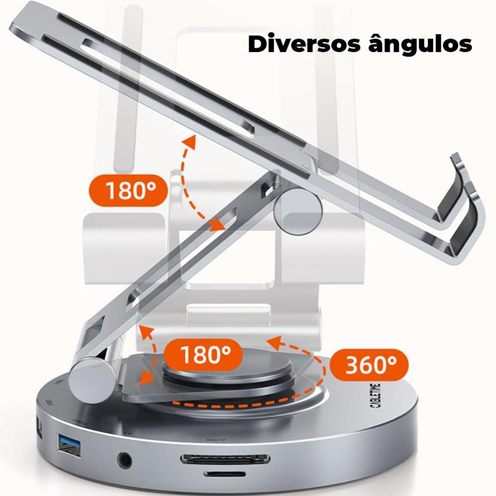 Imagem 5 de 5 do produto Hub Adaptador Cabletime 8 Em 1, USB-C, Suporte Para Celular