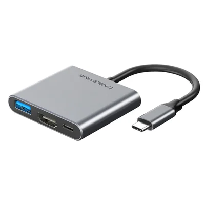 Hub Adaptador 3 Em 1 Cabletime, USB-C, HDMI, Compativel Com Notebook e Nintendo