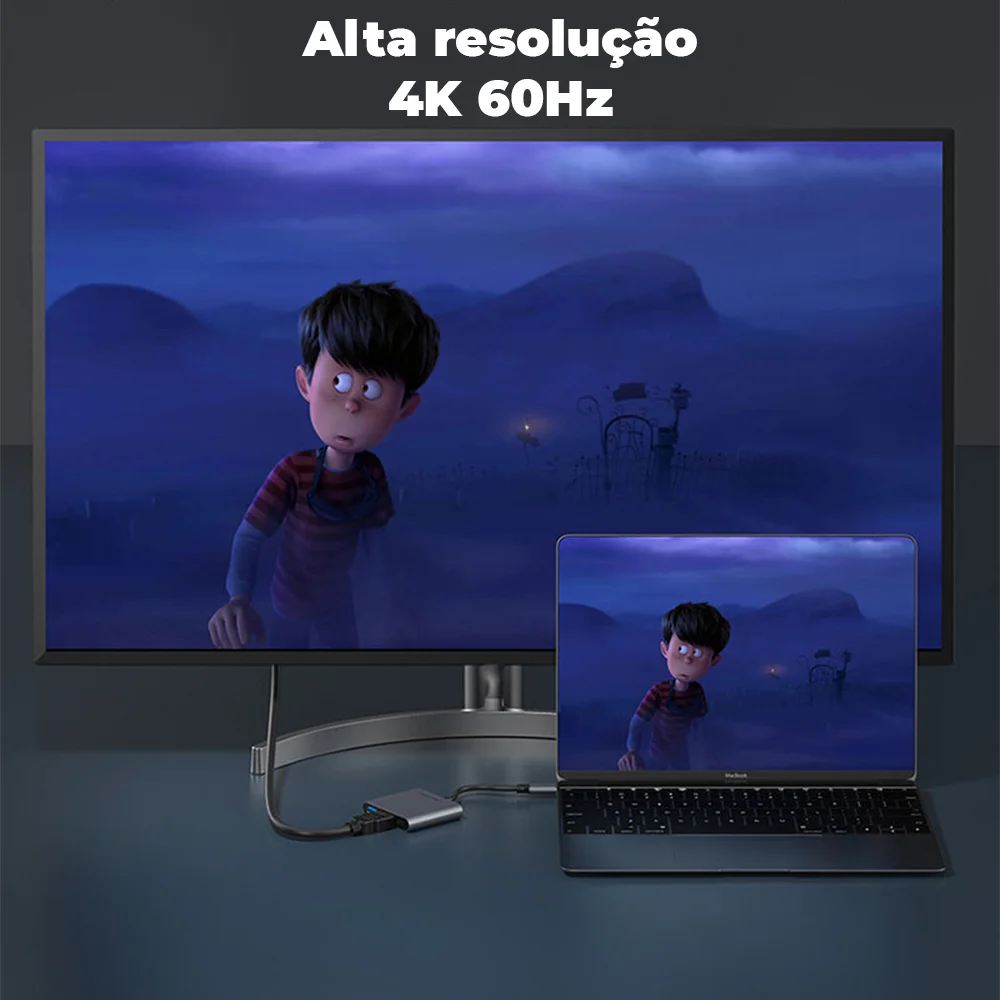 Imagem 2 de 5 do produto Hub Adaptador 3 Em 1 Cabletime, USB-C, HDMI, Compativel Com Notebook e Nintendo