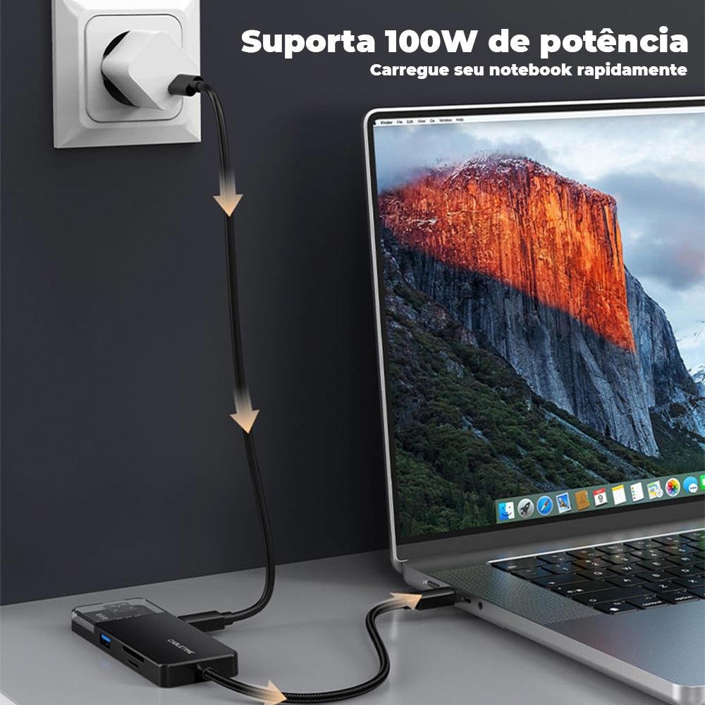 Imagem 4 de 5 do produto Hub Adaptador Cabletime 6 Em 1, USB-C 3.0 Dock, Compativel Com Notebook e Pc