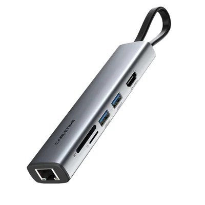 Hub Adaptador Cabletime 7 Em 1, USB-C, HDMI, PD, Rj45, Compativel Com Notebook