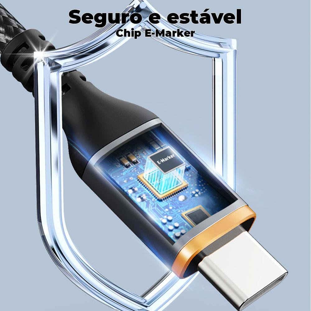 Imagem 3 de 5 do produto Cabo De Carregamento Turbo Rápido Cabletime, USB-C, PD, 2 Metros, 100w