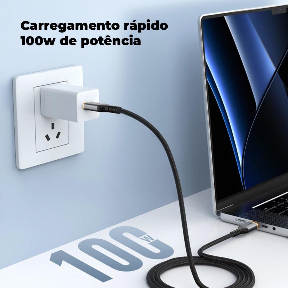 Imagem 4 de 5 do produto Cabo De Carregamento Turbo Rápido Cabletime, USB-C, PD, 2 Metros, 100w