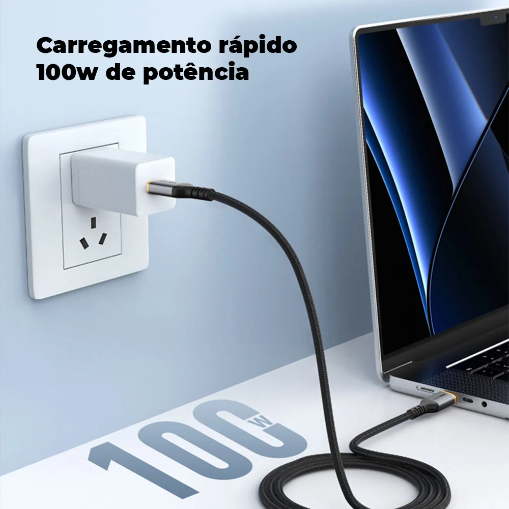 Imagem 4 de 5 do produto Cabo De Carregamento Turbo Rápido Cabletime, USB-C, PD, 1 Metro, 100w