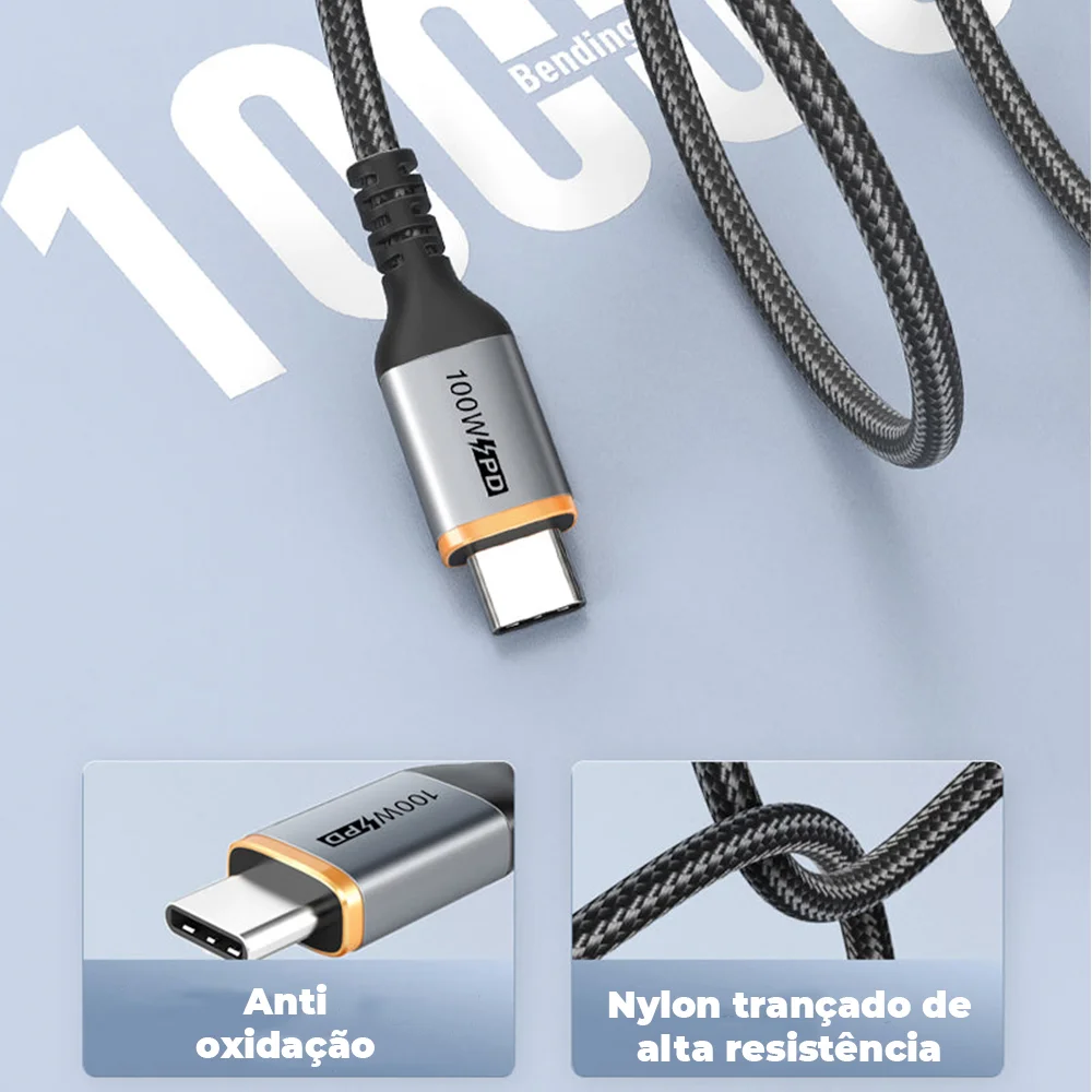 Imagem 5 de 5 do produto Cabo De Carregamento Turbo Rápido Cabletime, USB-C, PD, 1 Metro, 100w