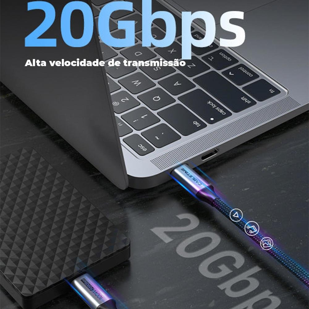 Imagem 3 de 5 do produto Cabo Cabletime, USB-C 3.2, 20GBPS, 4K, 60HZ, PD, 3 Metros, 100w