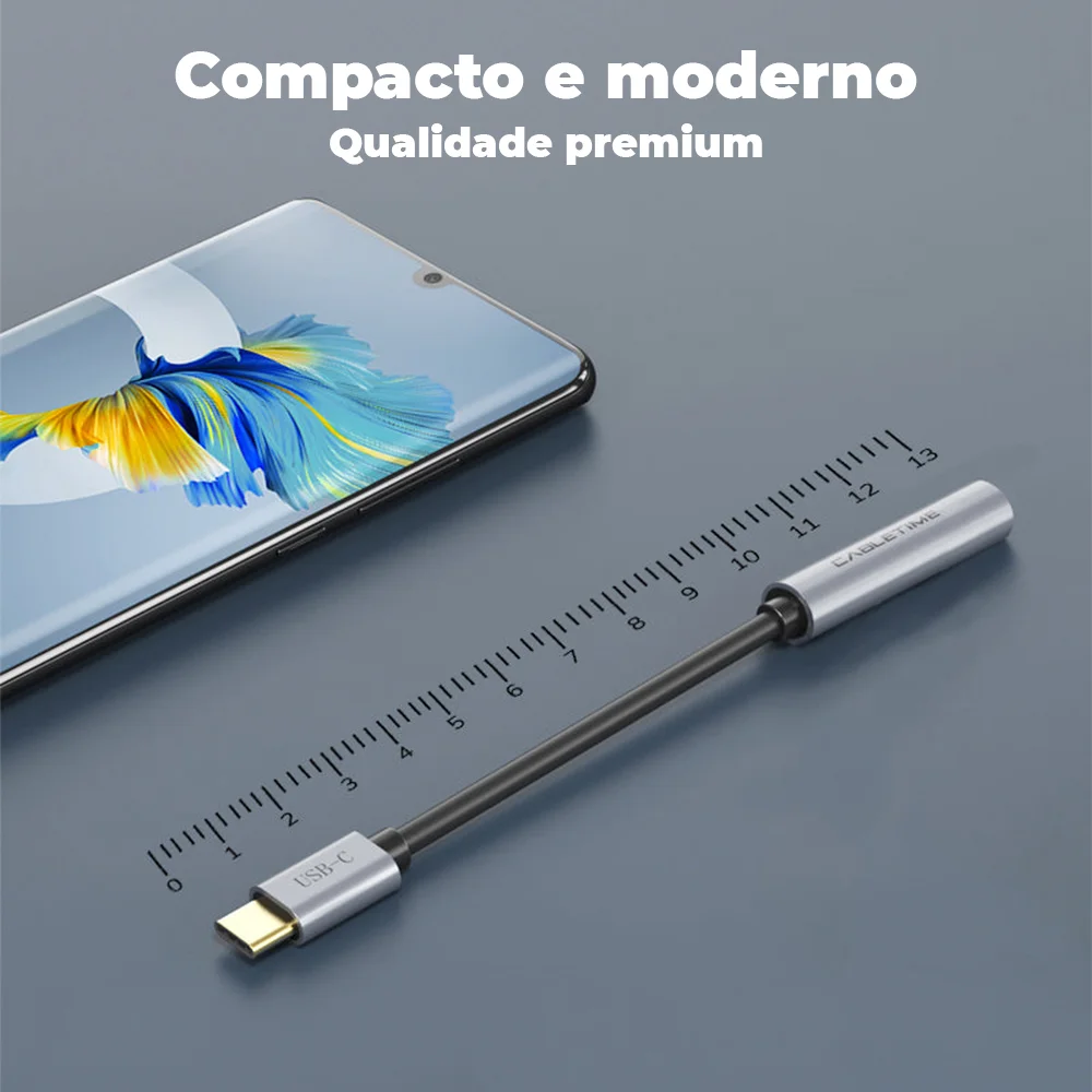 Imagem 3 de 5 do produto Adaptador Cabletime, USB-C x P2, 10cm