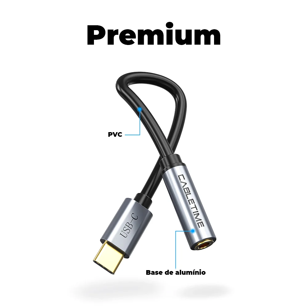 Imagem 4 de 5 do produto Adaptador Cabletime, USB-C x P2, 10cm