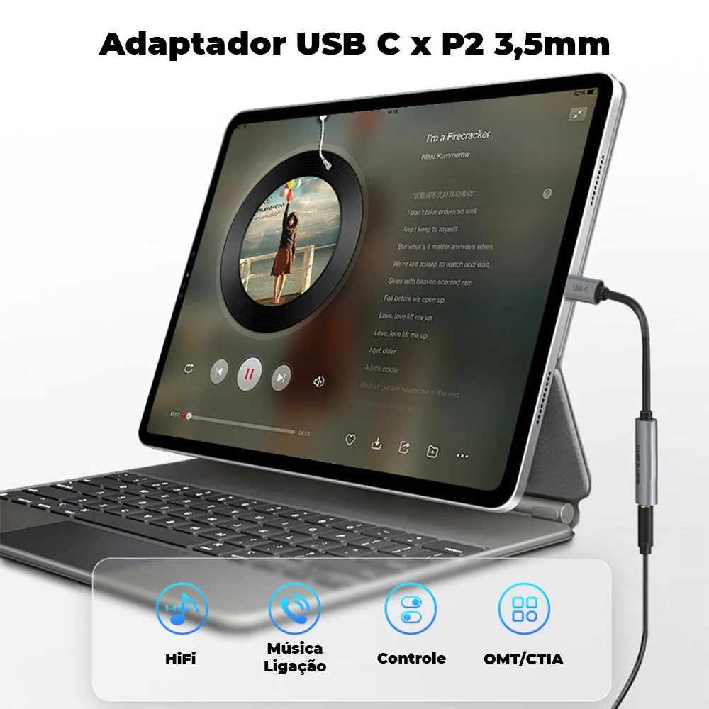 Imagem 5 de 5 do produto Adaptador Cabletime, USB-C x P2, 10cm