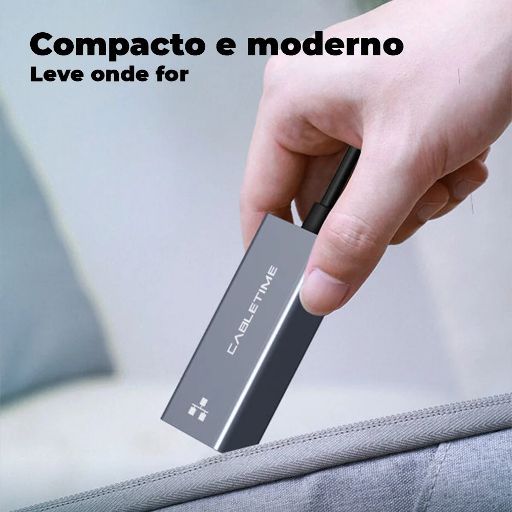 Imagem 5 de 5 do produto Adaptadores Cabletime, USB-C 3.0, RJ45, GIGABIT, 1GBPS, Ethernet