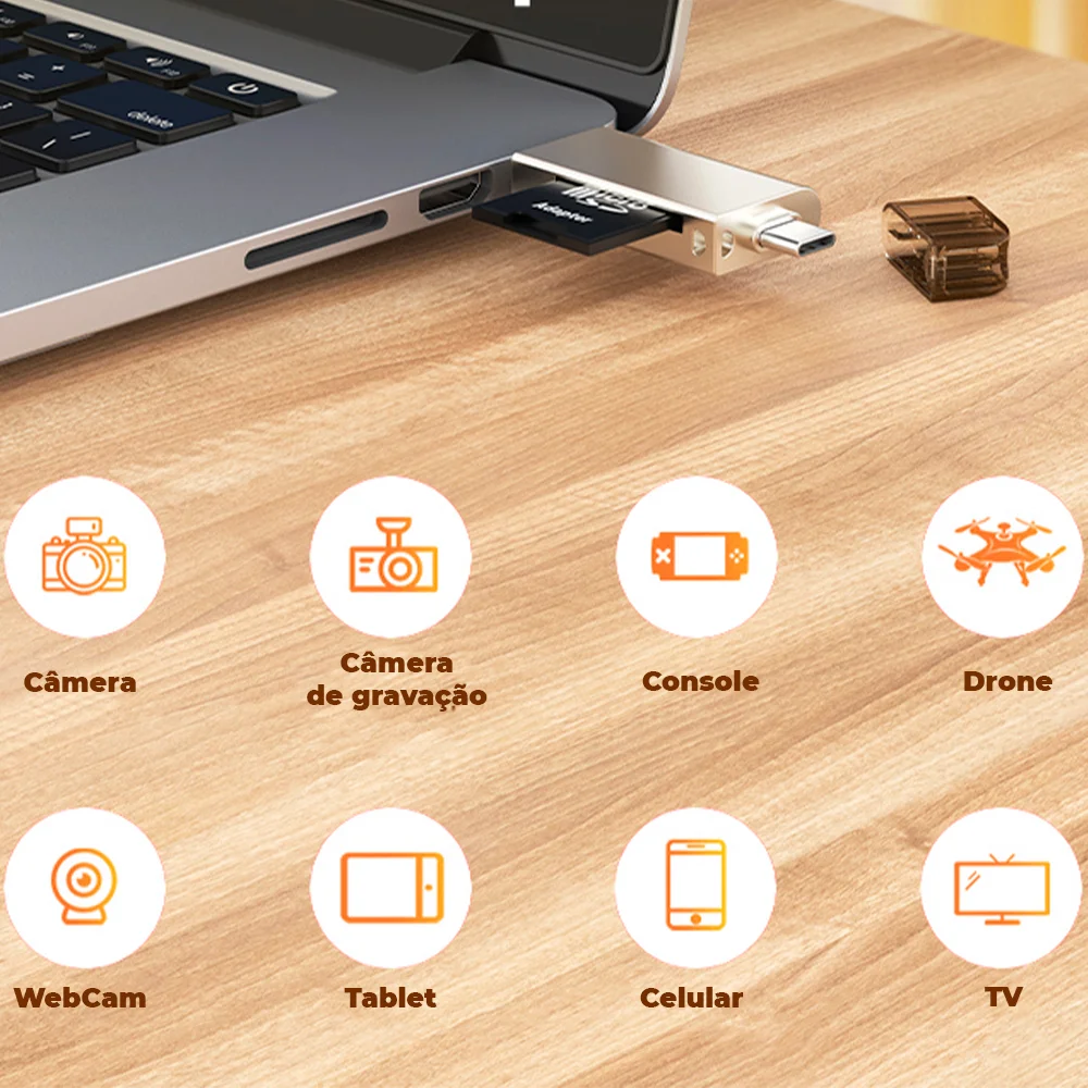 Imagem 3 de 5 do produto Leitor De Cartão SD Otg Cabletime, USB-C A 3.0