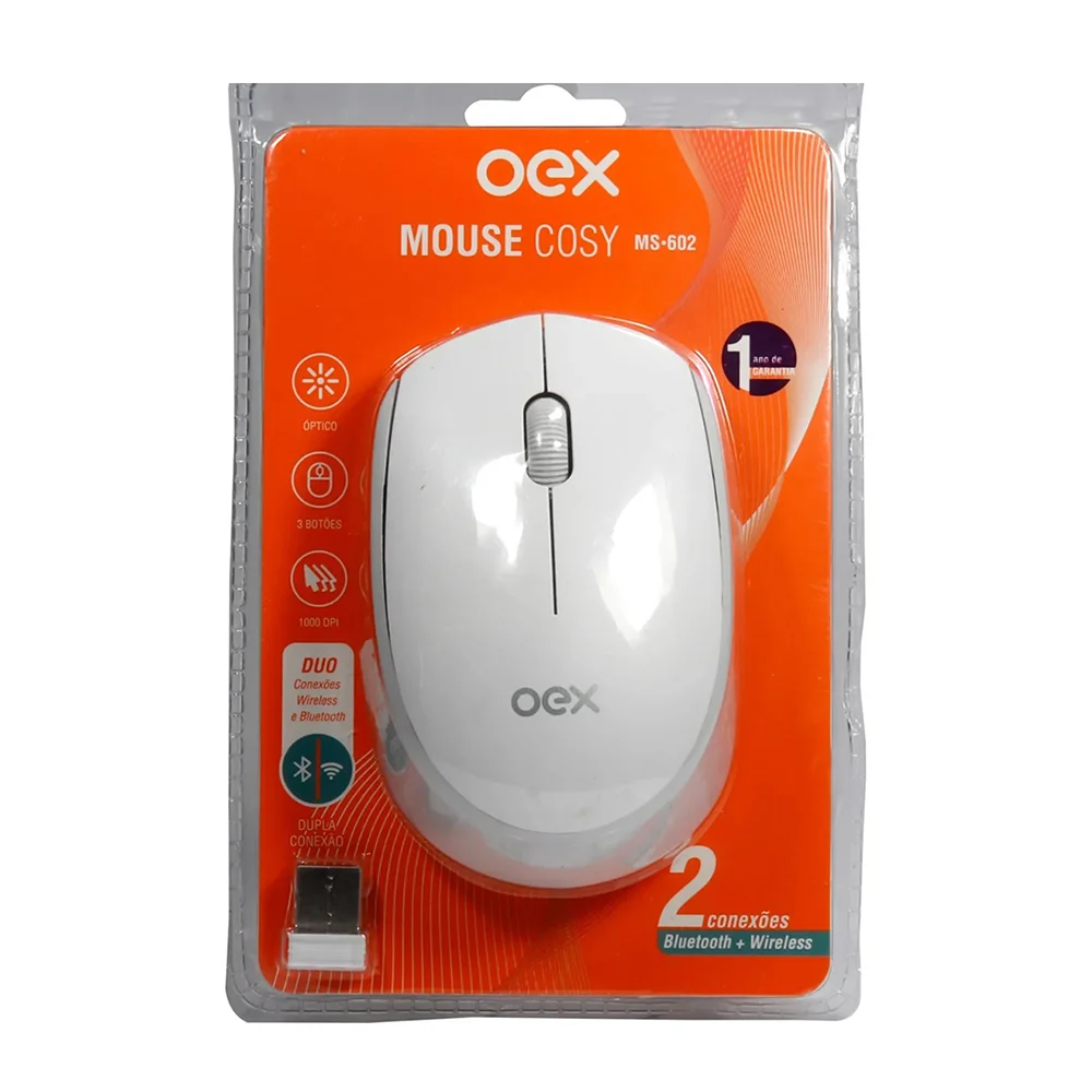 Imagem 5 de 5 do produto Mouse Wireless Oex Ms602, Cosy Duo, Branco