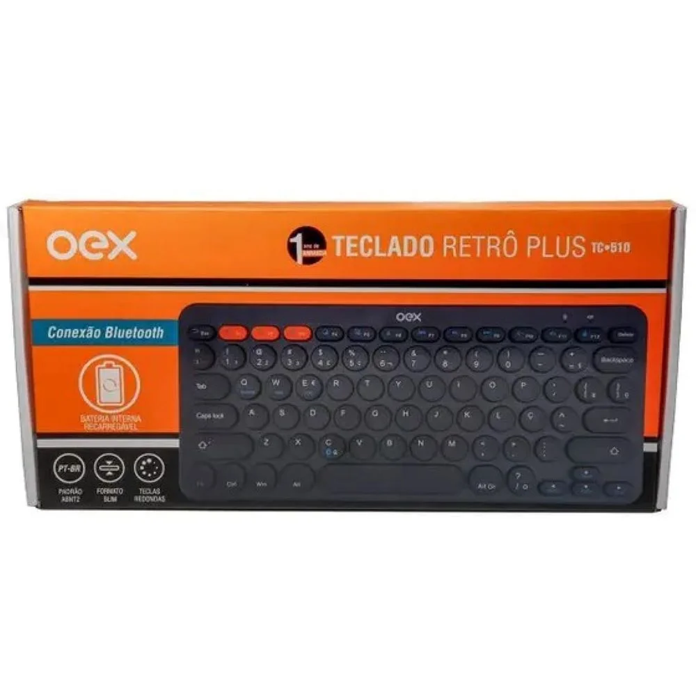 Imagem 2 de 5 do produto Teclado Bluetooth Retro Plus Oex Tc510, Preto