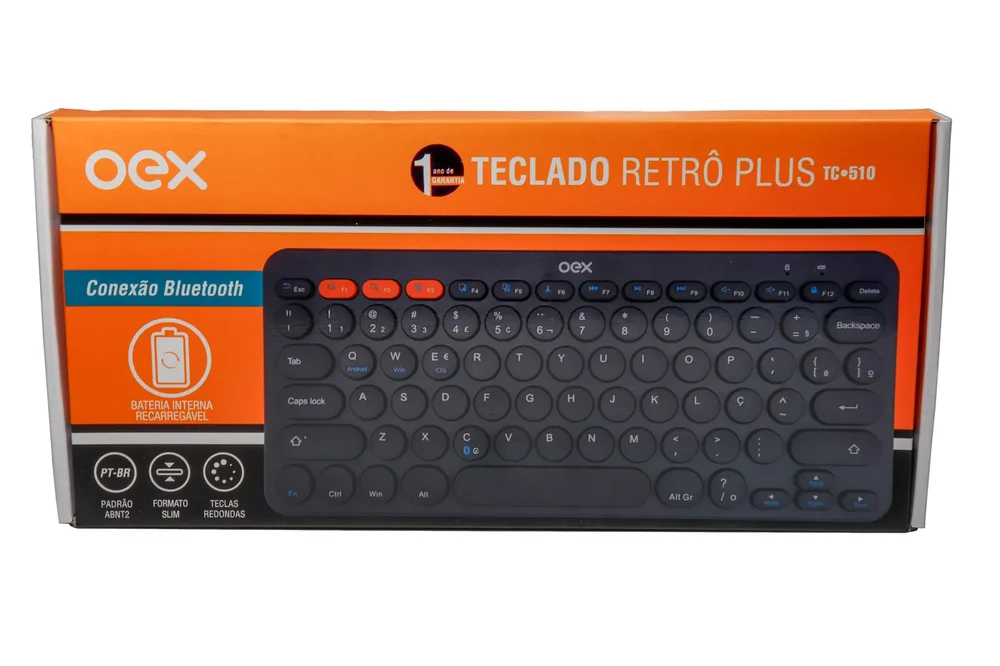 Imagem 4 de 5 do produto Teclado Bluetooth Retro Plus Oex Tc510, Preto