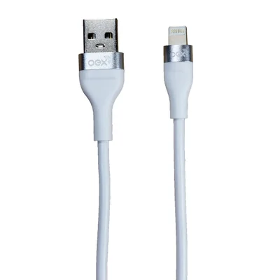 Cabo De Dados  Oex, USB, Para Lightning 2m, Branco - Cb904
