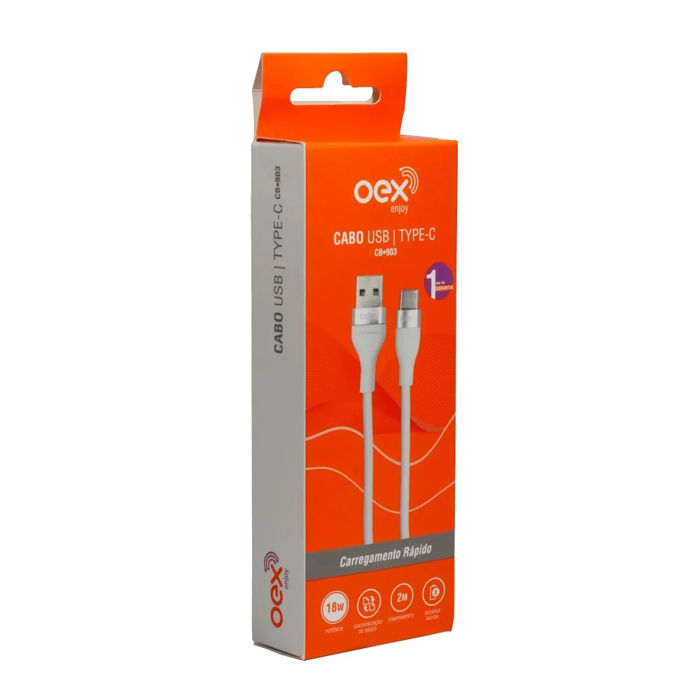 Imagem 2 de 3 do produto Cabo De Dados Oex, USB X USB-C, 2 Metros - Cb903