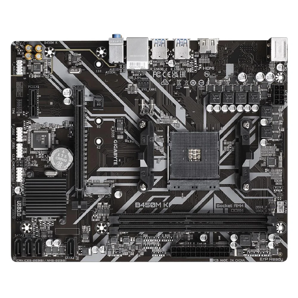 Imagem 2 de 5 do produto Placa Mãe Gigabyte B450m K, AMD, Am4, MATX, DDR4