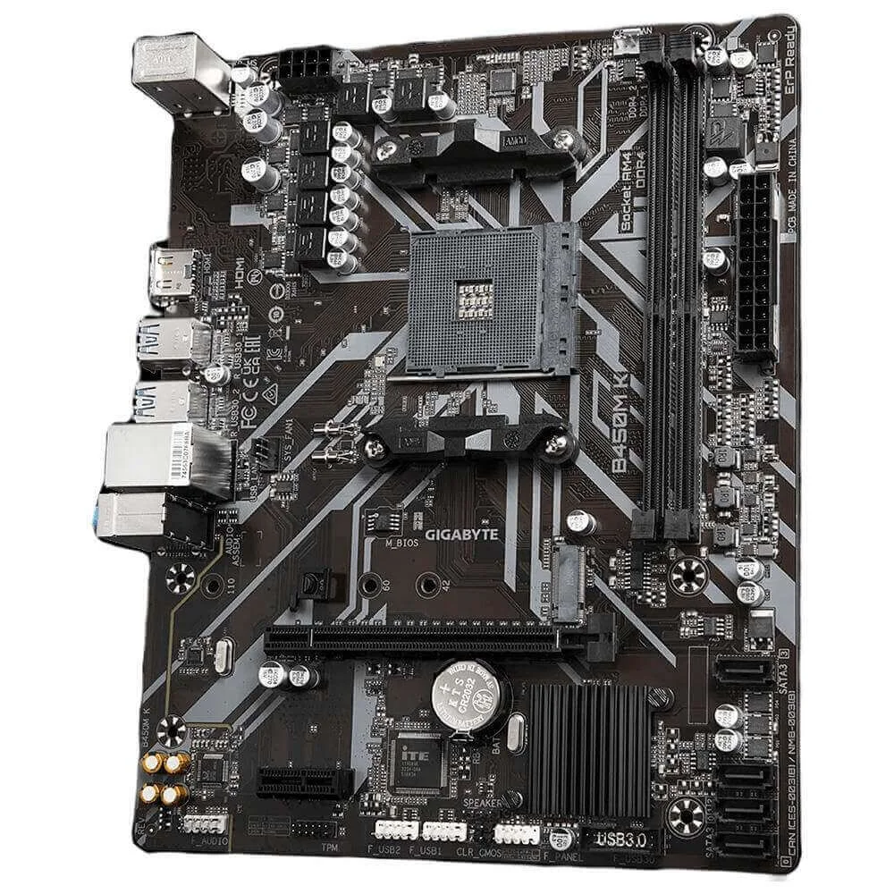 Imagem 3 de 5 do produto Placa Mãe Gigabyte B450m K, AMD, Am4, MATX, DDR4