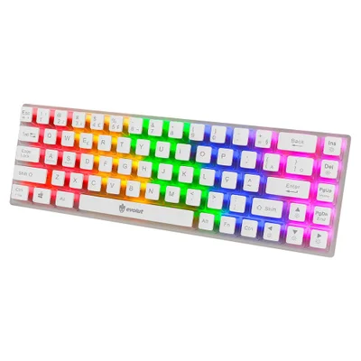 Teclado Gamer Mecanico  Evolut Eg217, Transparente, Lumini 60%, Switch Azul, Com Fio