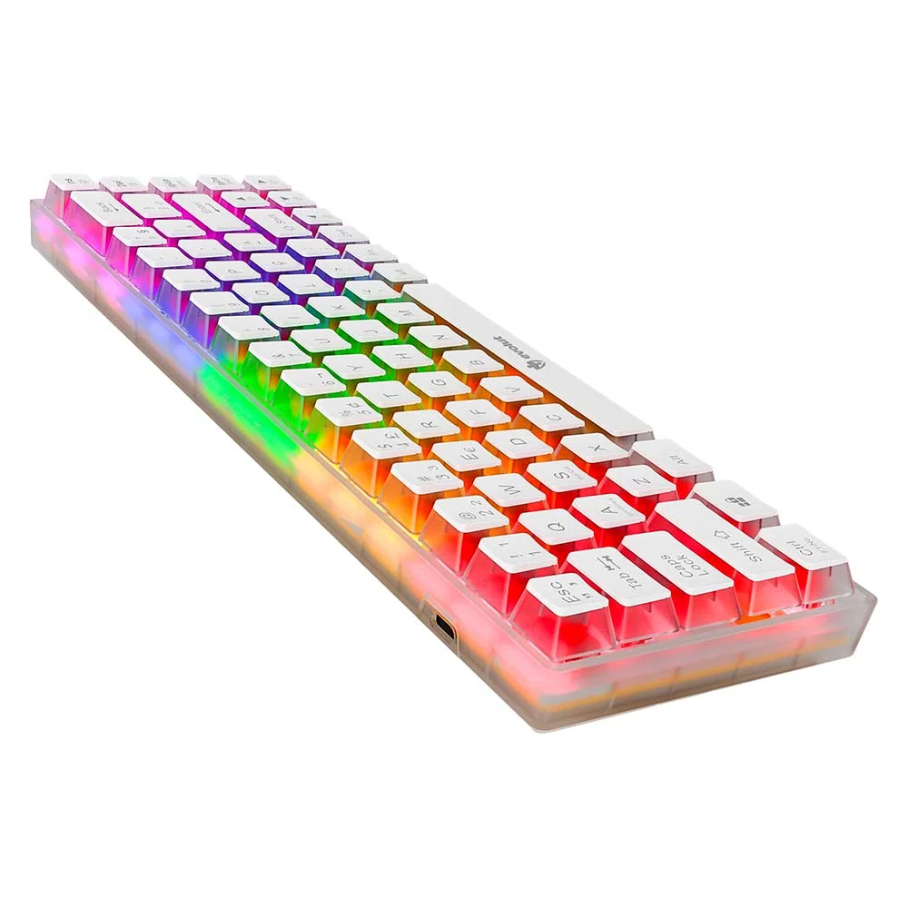Imagem 3 de 5 do produto Teclado Gamer Mecanico  Evolut Eg217, Transparente, Lumini 60%, Switch Azul, Com Fio