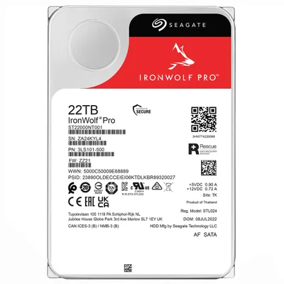 HD Seagate Iron Wolf Pro, 22TB, Sata 3, 7200rpm, 3.5 Polegadas - St22000nt001