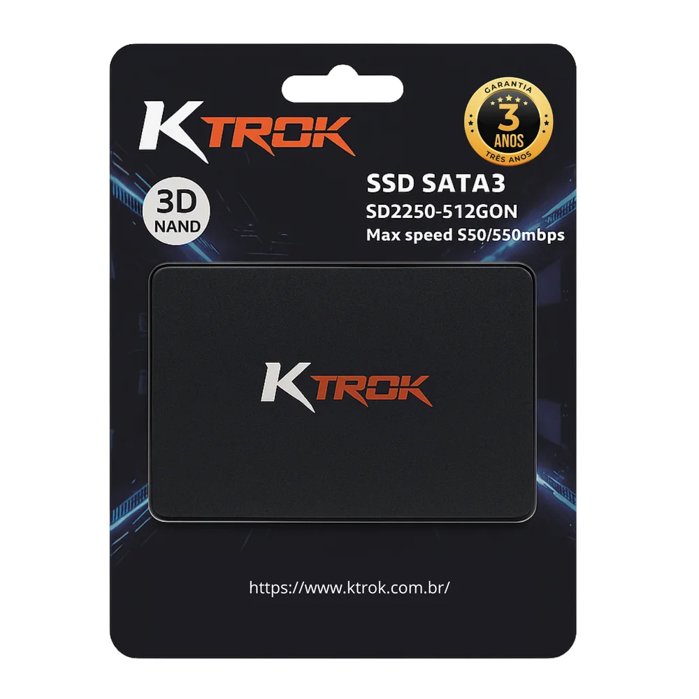 SSD Ktrok 512GB, Sata 6GB, Leitura 550mb/s e Gravação 450mb/s - Sd250-512gqn