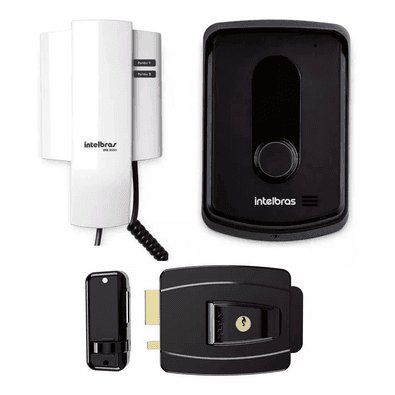 Kit Porteiro Eletrônico Interfone Ipr 8010 + Fechadura Aglinha