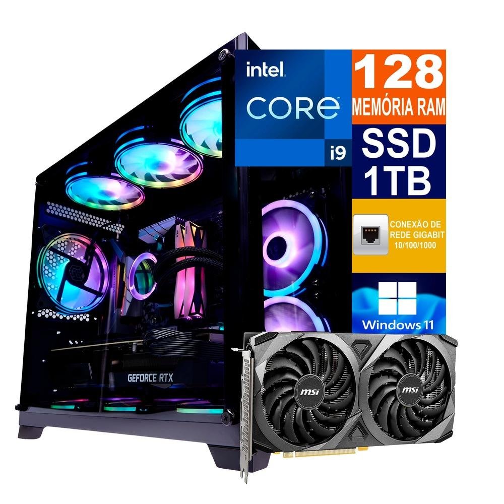 PC Gamer Intel I9 14900kf 128GB Memória RAM KaBuM