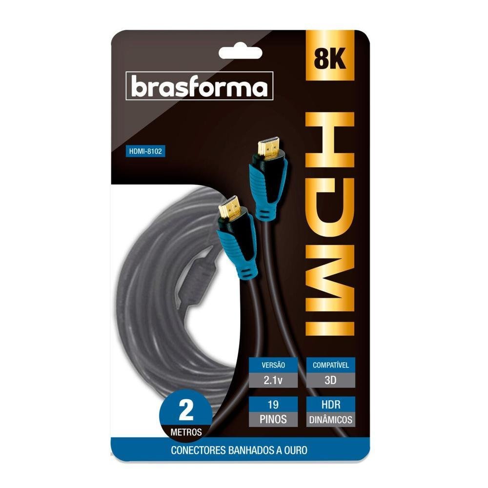 Imagem 4 de 5 do produto Cabo Brasforma, HDMI 2.1v, 8k, 2 Metros - HDMI-8102